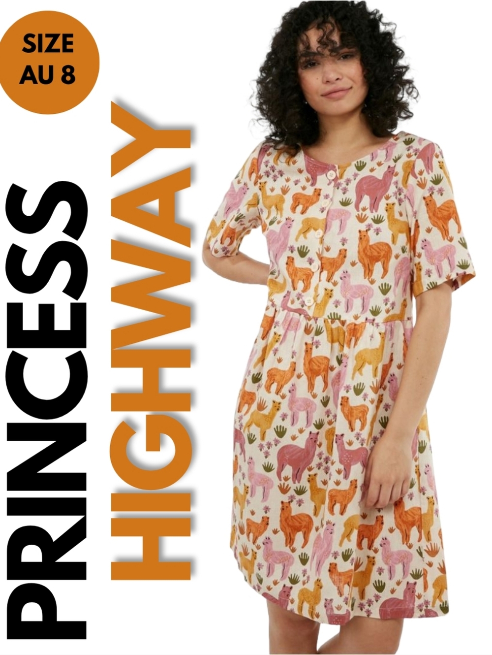 Princess Highway Bella Llama Print Smock Dress Size 8 AU
